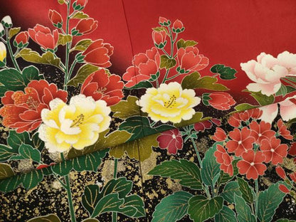 平和屋着物●豪華振袖　草花文　暈し染め　正絹　逸品　AABF1791ck