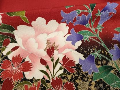 平和屋着物●豪華振袖　草花文　暈し染め　正絹　逸品　AABF1791ck
