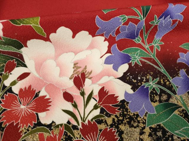 平和屋着物●豪華振袖　草花文　暈し染め　正絹　逸品　AABF1791ck