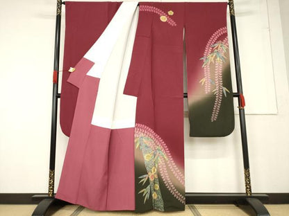 平和屋着物●豪華振袖　辻が花　笹竹文　暈し染め　金彩　正絹　逸品　AABF1792ck