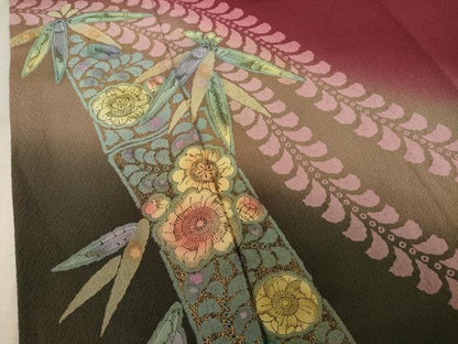 平和屋着物●豪華振袖　辻が花　笹竹文　暈し染め　金彩　正絹　逸品　AABF1792ck