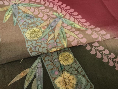 平和屋着物●豪華振袖　辻が花　笹竹文　暈し染め　金彩　正絹　逸品　AABF1792ck