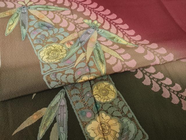 平和屋着物●豪華振袖　辻が花　笹竹文　暈し染め　金彩　正絹　逸品　AABF1792ck