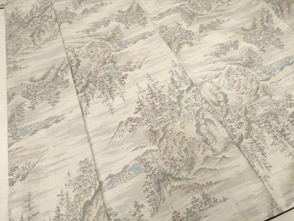 平和屋着物●本場大島紬　白大島　カタス9マルキ　風景文　正絹　逸品　AABF1793ck