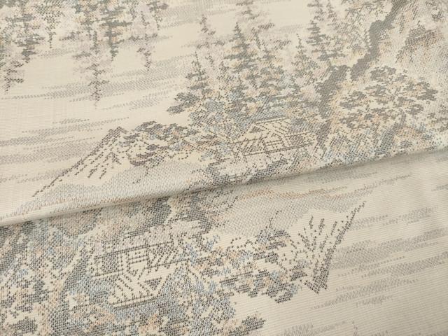 平和屋着物●本場大島紬　白大島　カタス9マルキ　風景文　正絹　逸品　AABF1793ck