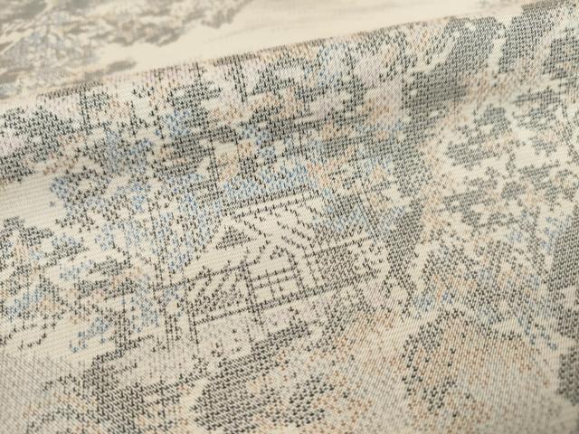 平和屋着物●本場大島紬　白大島　カタス9マルキ　風景文　正絹　逸品　AABF1793ck