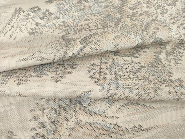 平和屋着物●本場大島紬　白大島　カタス9マルキ　風景文　正絹　逸品　AABF1793ck