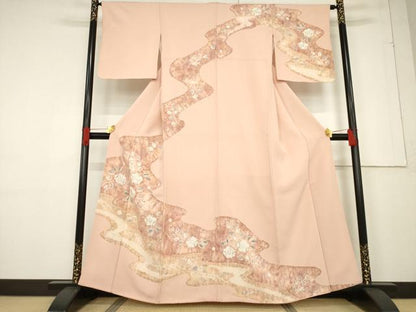 平和屋着物●訪問着　辻が花　絞り　流水花文　正絹　逸品　AABF1794ck