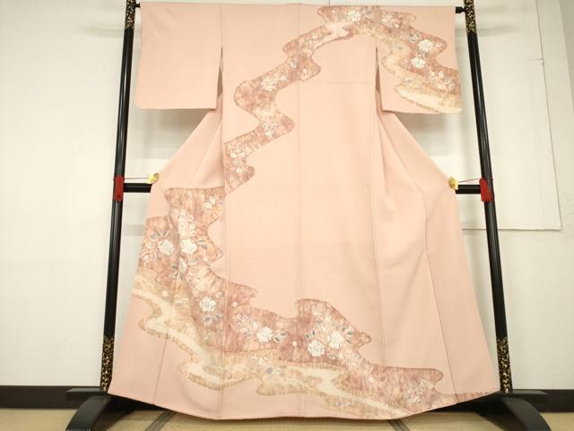 平和屋着物●訪問着　辻が花　絞り　流水花文　正絹　逸品　AABF1794ck
