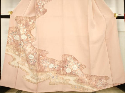 平和屋着物●訪問着　辻が花　絞り　流水花文　正絹　逸品　AABF1794ck