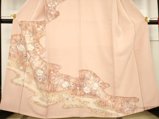 平和屋着物●訪問着　辻が花　絞り　流水花文　正絹　逸品　AABF1794ck