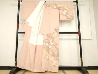 平和屋着物●訪問着　辻が花　絞り　流水花文　正絹　逸品　AABF1794ck