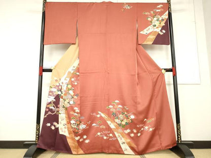 平和屋着物●訪問着　吉祥花文　金彩　正絹　逸品　AABF1795ck