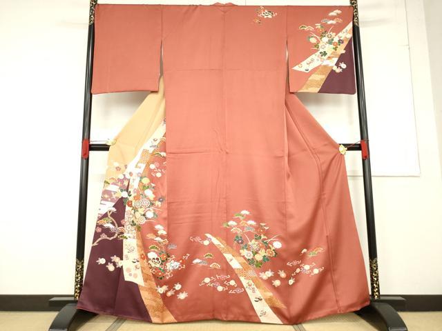 平和屋着物●訪問着　吉祥花文　金彩　正絹　逸品　AABF1795ck