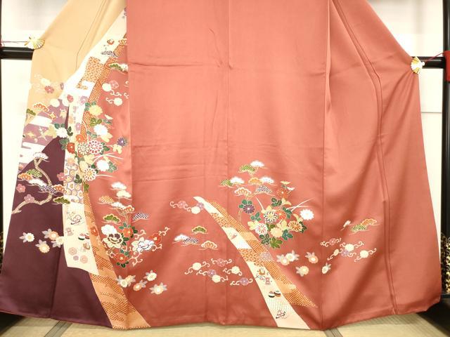 平和屋着物●訪問着　吉祥花文　金彩　正絹　逸品　AABF1795ck