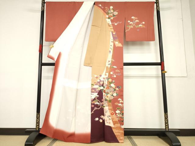 平和屋着物●訪問着　吉祥花文　金彩　正絹　逸品　AABF1795ck