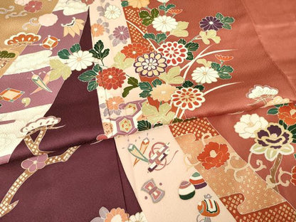 平和屋着物●訪問着　吉祥花文　金彩　正絹　逸品　AABF1795ck