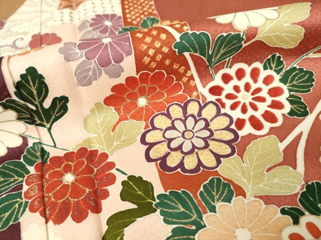 平和屋着物●訪問着　吉祥花文　金彩　正絹　逸品　AABF1795ck