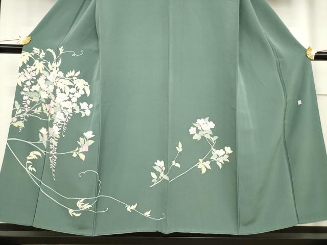 平和屋着物●訪問着　友禅　作家物　草花文　正絹　逸品　AABF1796ck