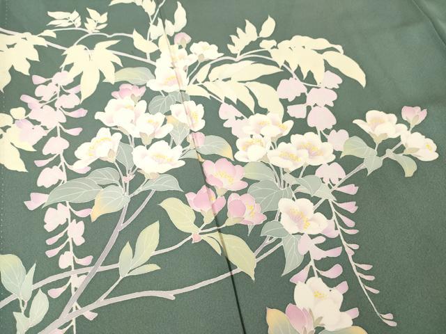 平和屋着物●訪問着　友禅　作家物　草花文　正絹　逸品　AABF1796ck