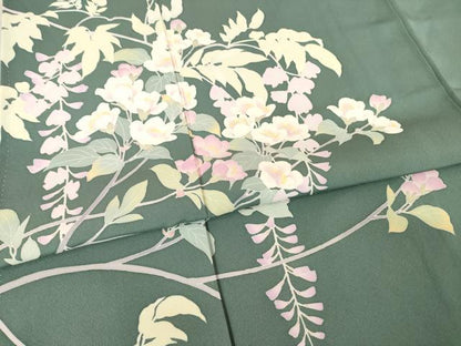 平和屋着物●訪問着　友禅　作家物　草花文　正絹　逸品　AABF1796ck