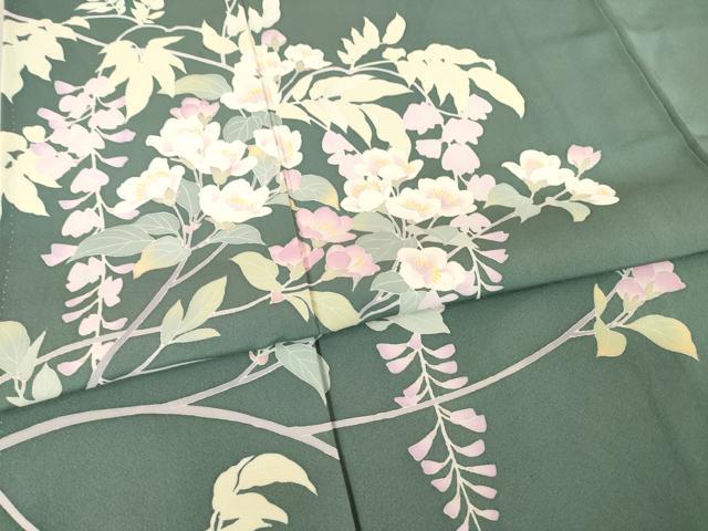 平和屋着物●訪問着　友禅　作家物　草花文　正絹　逸品　AABF1796ck