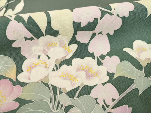 平和屋着物●訪問着　友禅　作家物　草花文　正絹　逸品　AABF1796ck