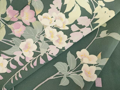 平和屋着物●訪問着　友禅　作家物　草花文　正絹　逸品　AABF1796ck