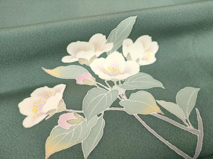 平和屋着物●訪問着　友禅　作家物　草花文　正絹　逸品　AABF1796ck