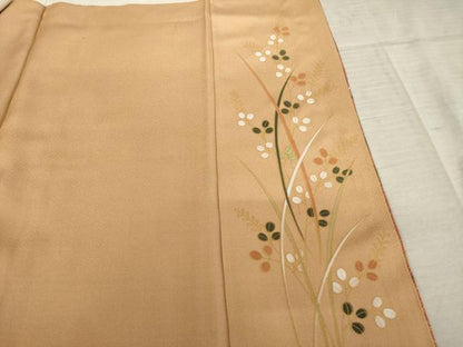 平和屋着物●訪問着　中国三大刺繍　スワトウ刺繍　汕頭刺繍　雪輪重ね花文　暈し染め　金彩　正絹　逸品　AABF1799ck