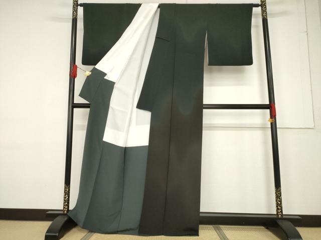 平和屋着物●訪問着　霞文　暈し染め　鬼しぼ縮緬　正絹　逸品　AABF1804ck