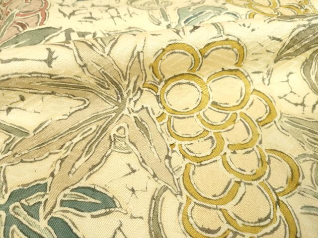 平和屋着物●訪問着　横段葡萄唐草文　正絹　逸品　AABF1806ck
