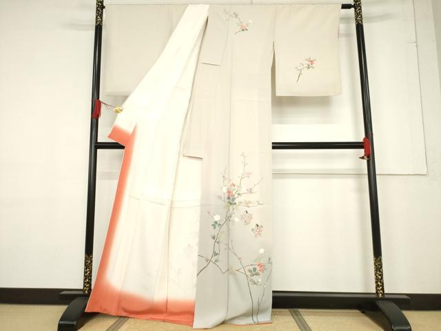 平和屋着物○訪問着 友禅 女人花文 正絹 逸品 AABF1807ck