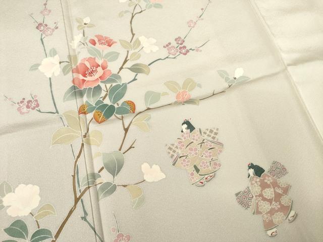 平和屋着物○訪問着 友禅 女人花文 正絹 逸品 AABF1807ck