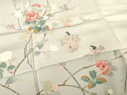 平和屋着物●訪問着　友禅　女人花文　正絹　逸品　AABF1807ck