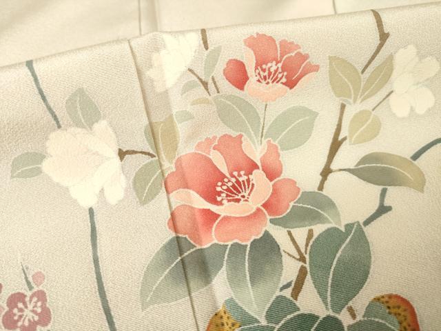 平和屋着物●訪問着　友禅　女人花文　正絹　逸品　AABF1807ck