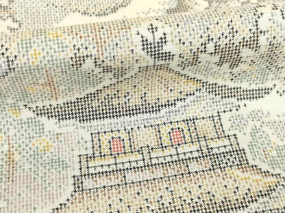 平和屋着物●本場大島紬　一元7マルキ　風景文　正絹　逸品　AABF1809ck