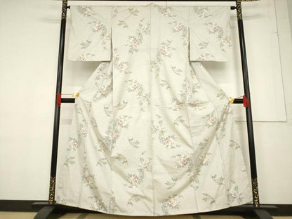 平和屋着物●本場大島紬　白大島　カタス7マルキ　草花文　正絹　逸品　AABF1811ck