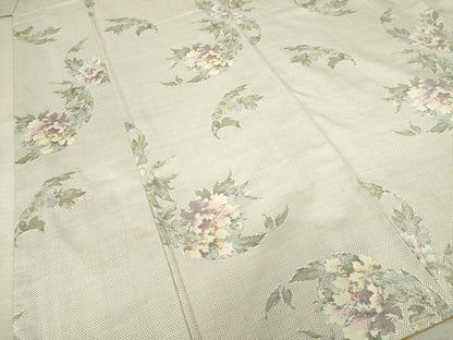 平和屋着物●本場大島紬　白大島　カタス7マルキ　草花文　正絹　逸品　AABF1811ck