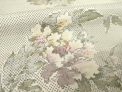 平和屋着物●本場大島紬　白大島　カタス7マルキ　草花文　正絹　逸品　AABF1811ck
