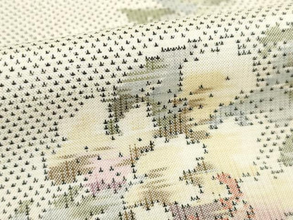 平和屋着物●本場大島紬　白大島　カタス7マルキ　草花文　正絹　逸品　AABF1811ck