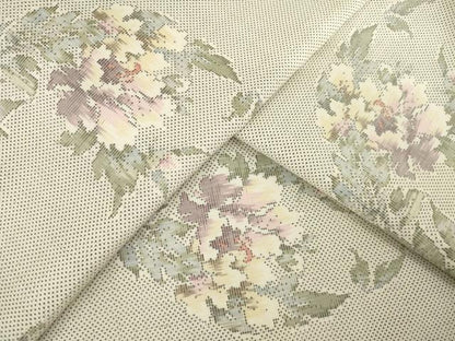 平和屋着物●本場大島紬　白大島　カタス7マルキ　草花文　正絹　逸品　AABF1811ck
