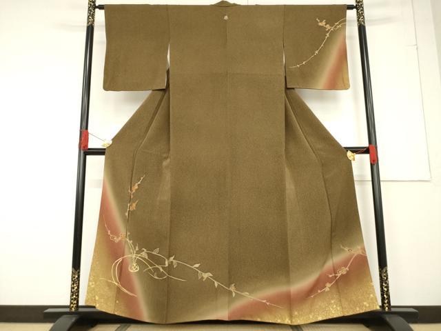 平和屋着物●訪問着　駒刺繍　飾花文　暈し染め　金彩　正絹　逸品　AABF1815ck