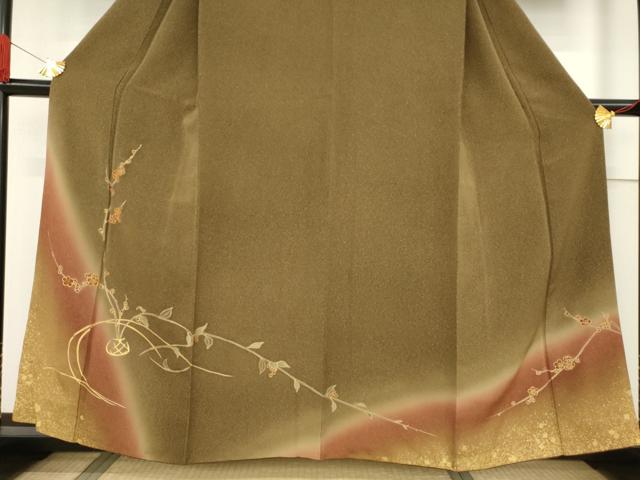 平和屋着物●訪問着　駒刺繍　飾花文　暈し染め　金彩　正絹　逸品　AABF1815ck