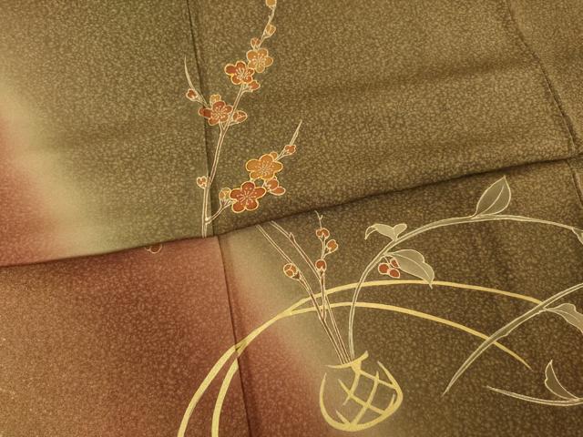 平和屋着物●訪問着　駒刺繍　飾花文　暈し染め　金彩　正絹　逸品　AABF1815ck