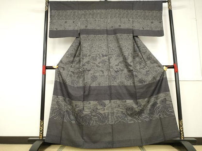 平和屋着物●本場大島紬　訪問着　一元7マルキ　横段花文　正絹　逸品　AABF1817ck