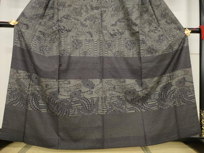 平和屋着物●本場大島紬　訪問着　一元7マルキ　横段花文　正絹　逸品　AABF1817ck