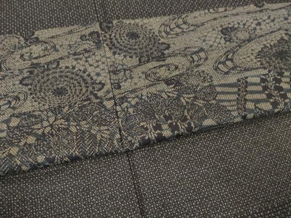 平和屋着物●本場大島紬　訪問着　一元7マルキ　横段花文　正絹　逸品　AABF1817ck