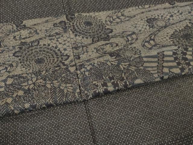 平和屋着物●本場大島紬　訪問着　一元7マルキ　横段花文　正絹　逸品　AABF1817ck