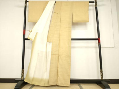 平和屋着物●染織の名門　しょうざん  生紬　飴色　正絹　逸品　AABF1818ck